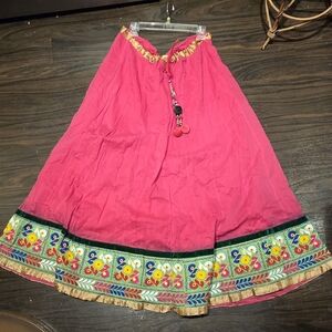 Elegant Pink Embroidered Maxi Skirt